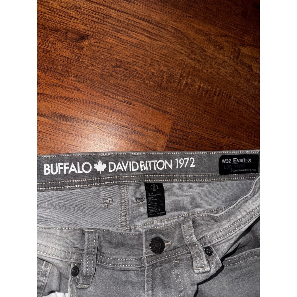 Buffalo David Bitton Evan-X Mens Grey Slim Straight Stretch Jeans W32 L32 - Picture 4 of 7